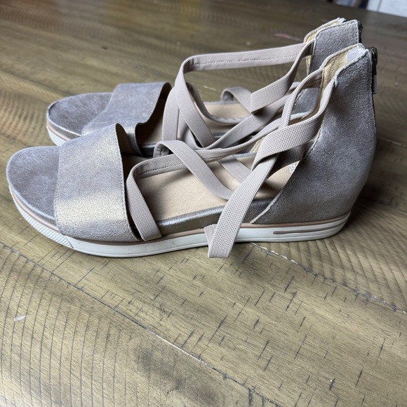 Eileen Fisher Shoes - Eileen Fisher Star‎ Metallic Wedge Sandals Womens Size 11 Elastic Straps